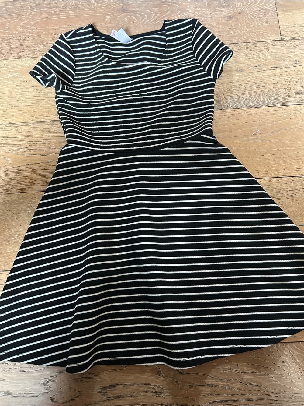 Xhilaration Black and White Striped Girls Fit-and-Flare Dress